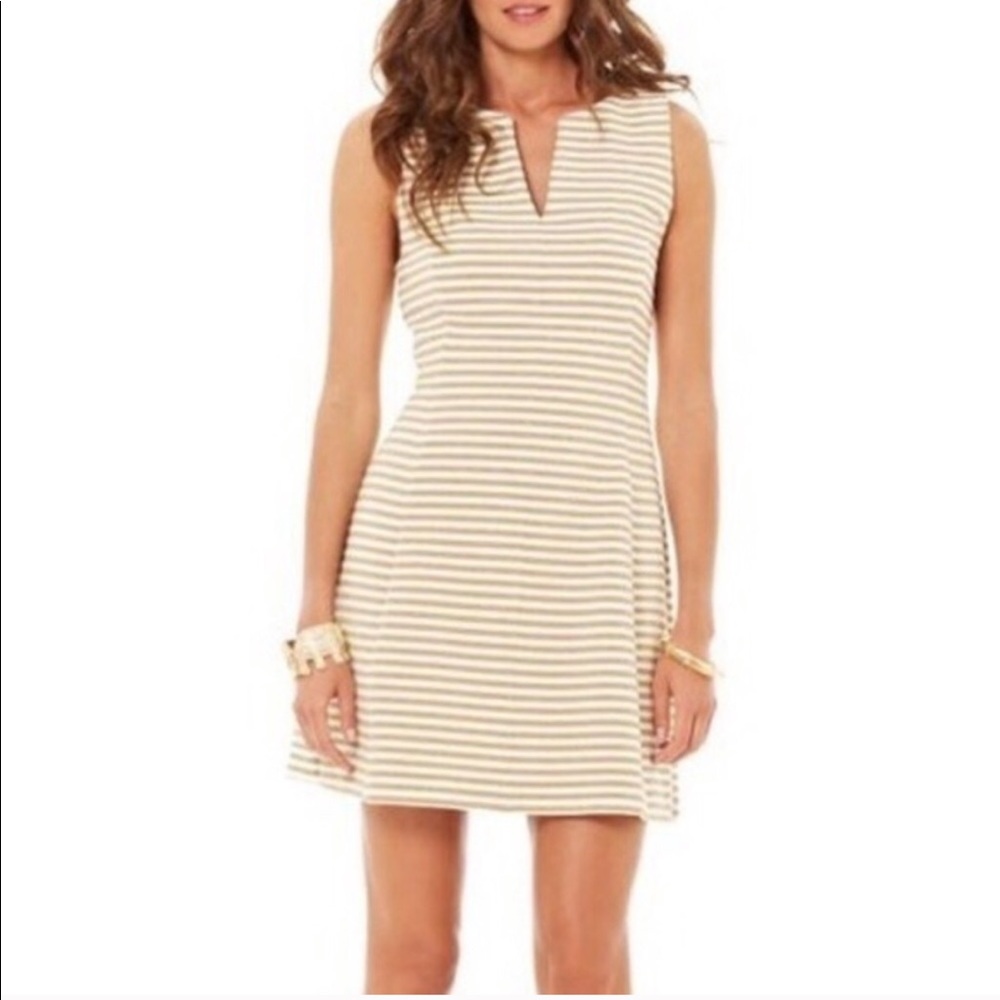 LILLY PULITZER Brielle Gold & White Dress